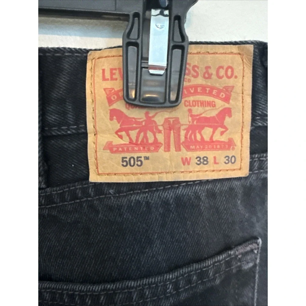 Levi's 505 Regular Fit Straight Leg Jeans Men's 38x30 Black‎ Denim  Cotton